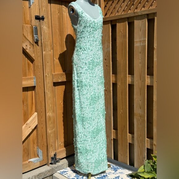 🆕 SIMKHAI 🧿 NWOT Bex Sequined Embellished Maxi Dress, Seafoam Green - Sz US 4 - Picture 11 of 15